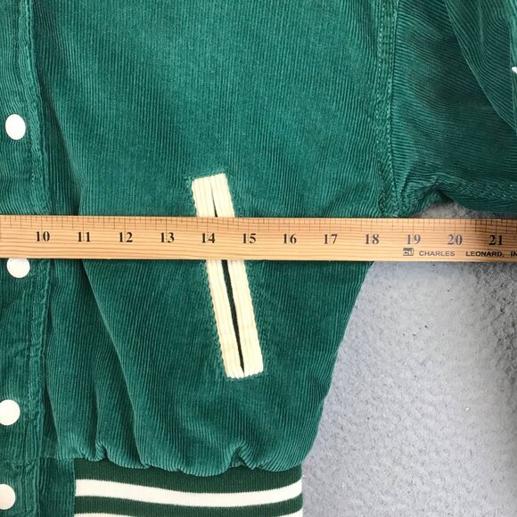 BDG Delia Corduroy Embroidered Varsity Jacket SZ XS Green - Picture 11 of 12